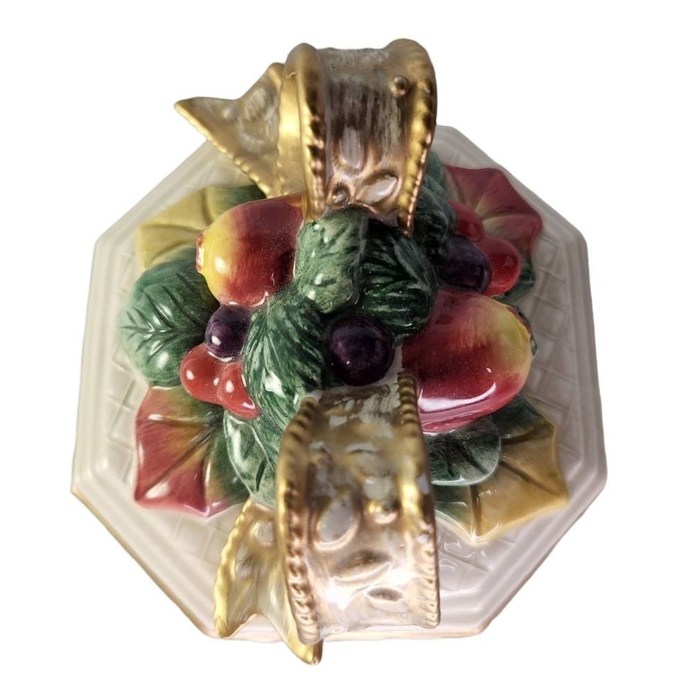 Fitz and Floyd Snowy Woods Trinket Box Candy Jar Christmas Jewelry Lid Vtg READ - Picture 5 of 12